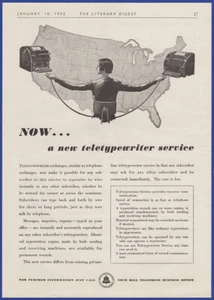 Vintage 1932 AMERIKANISCHES TELEFON & TELEGRAPH GLOCK SYSTEM Telefon Ephemera Druck Anzeige - Bild 1 von 1