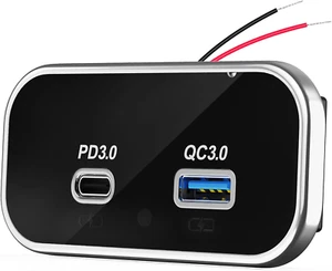 Presa USB 12V Camper, PD3.0 QC3.0 Caricatore Ricarica Rapida Dual Presa USB per - Foto 1 di 12