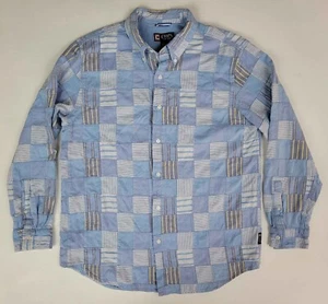 Vtg Chaps Ralph Lauren Plaid Patchwork Long Sleeve Button Up Shirt Men's L - Picture 1 of 4
