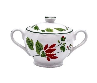 Vintage Grindley England sugar bowl with floral decor | Green, Red & Blue - Image 1 of 4