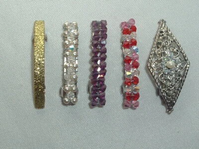 VINTAGE 5 SMALL HAIR BARRETTES UP DO HAIR ACCESSORY - Image 1 of 2