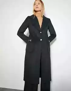 MONSOON Fleur Black Wool Blend Longline Military Style Lined Coat Size 18 NEW - Picture 1 of 18