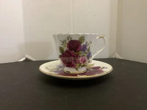 Vintage Allyn Nelson Bone China Red Rose Porcelain Teacup and Saucer England - Picture 1 of 6