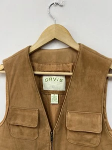 ORVIS Leather Vest Gilet Hunting Shooting Pocket Mens Size S - Picture 1 of 6