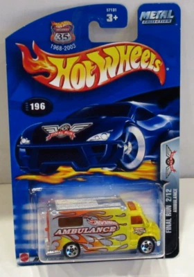 HOT WHEELS FINAL RUN HIGHWAY 35 ~ AMBULANCE with FLAMES ~ MOC ~ - Image 1 of 4