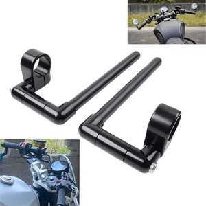 43MM Cafe Racer Bars 7/8" Motor Universal Clip-On Handlebar Fork Tube Black - Picture 1 of 11