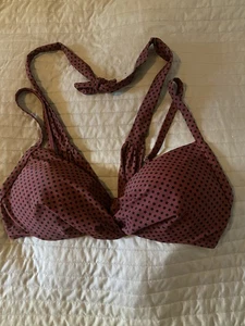 Cupshe Bikini Oberteil Weinrot Dots Punkte Schwarz  XL Gefütterte Cups - Bild 1 von 5