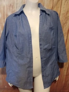 NWT JMS Blue 3/4 Sleeve Button Up Blouse Sz 1X - Picture 1 of 2