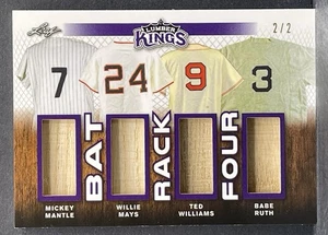 2020 Leaf Lumber Kings Bat Rack Four Silver /2 Babe Ruth Mickey Mantle Game Used - Picture 1 of 2
