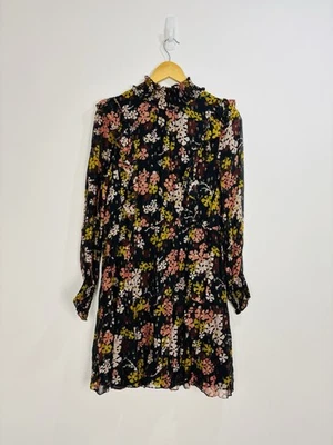 Vestido Whistles Mujer Talla 10 Negro Dorado Floral Chifón Transparente Manga Larga Otoño Foto 1 de 4