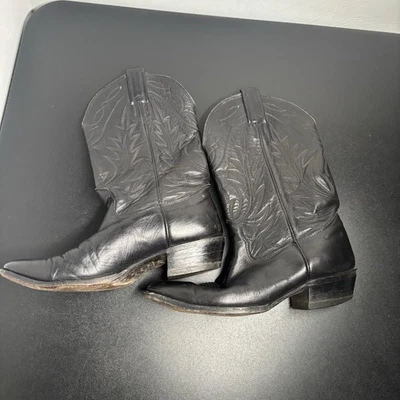 Nocona 7501 Black Deertan Leather Western Cowboy Boot Men's Size 8.5 Made in USA - Image 1 of 4