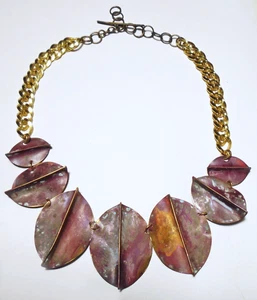 Modernist FERNANDA SIBILIA Handwrought OXIDIZED COPPER/Brass NECKLACE MOMA - Picture 1 of 3