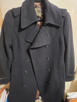 Gabardina para mujer Burberry talla 38 pequeña negra mezcla de lana y cachemir Foto 1 de 4