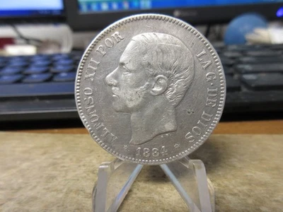 1884 Spain 5 Pesetas .900 Silver Coin KM# 688 - Image 1 of 4