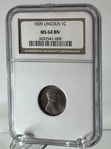 (Lot E) 1909 Lincoln Wheat Cent, Graded MS 64 BN by NGC, Beautiful Wheat Penny - Picture 1 of 11