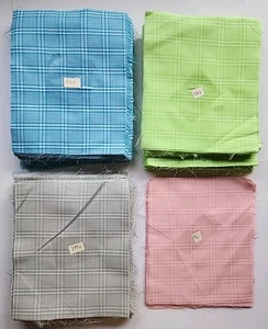Vtg 357 Cotton Plaid 7" X 8.5" & 9" Precut Quilting Squares Lot Blue Green Grey - Picture 1 of 22