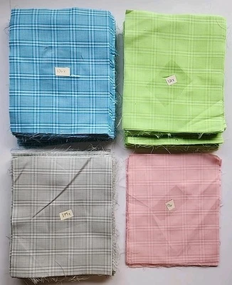 Vtg 357 Cotton Plaid 7" X 8.5" & 9" Precut Quilting Squares Lot Blue Green Grey - Image 1 of 4