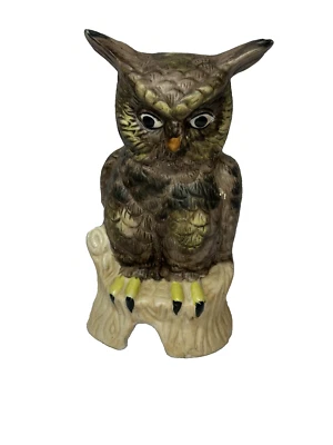 陶瓷动物家居装饰OWL ON LOG TREE STUMP — 第 1/4 张图片