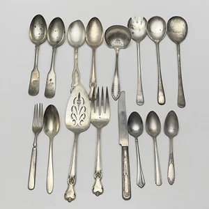 Assorted Used Silverplate Serving Flatware For Craft Silver Plate Lot - Picture 1 of 13