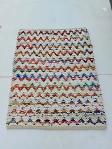 Handmade White Chindi Rug, home floor yoga decorative indian cotton rug handmade - Picture 1 of 5