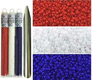 Miyuki Round Seed Beads Bundle, Size 11/0, Red, White & Blue (23 Gram Tubes x 3) - Picture 1 of 5