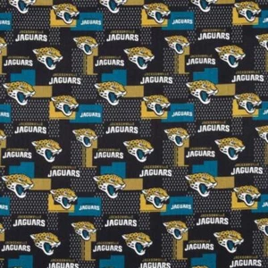 Jacksonville Jaguars Squares AFC South Cotton Fabric - Picture 1 of 4