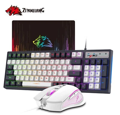 Wired RGB Gaming Keyboard and Mouse Combo Rainbow LED Backlit 96 Key for PC Mac - Image 1 of 4