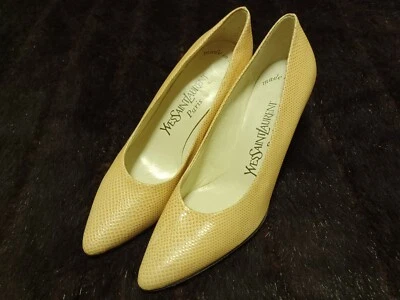 Yves St. Laurent Vintage Pump Heels BEIGE LEATHER SNAKE SIZE 6 MINT COND.  ITALY - Image 1 of 4