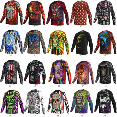 Motocross Jersey Skull Jacket Mx DTM MTB Bicycle Downhill Shirt Sports Wear Top - Image 1 of 4