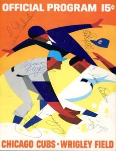 Vince Lloyd Jack Brickhouse JSA Signed by 7 1967 Chicago Cubs Program vs Dodgers - Picture 1 of 2
