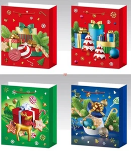 12pcs 3D Christmas Gift Bag Strong Paper Bags for Party w/ Handles L - Picture 1 of 1