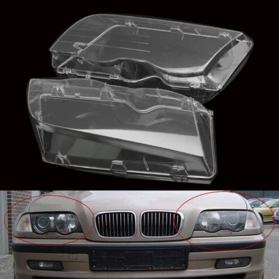 Juego de par de cubiertas de lentes transparentes para faros de coche para BMW E46 serie 3 323i 325i 328i 330i Foto 1 de 4