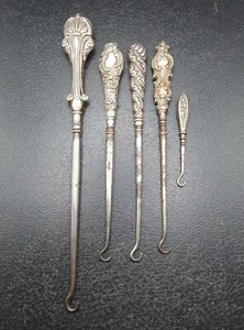 POSTPOSTEN X5 ANTIK & VINTAGE SILBER GEGRIFF KNOPFHAKEN - Bild 1 von 6
