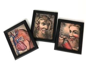3 Miniature Dollhouse Size Gothic Prints Wall Art 2-1/2 x 3" - Picture 1 of 5