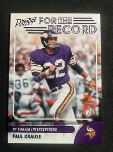 2023 Prestige #20 Paul Krause For The Record Xtra Points Blue #/249 Vikings - Picture 1 of 5
