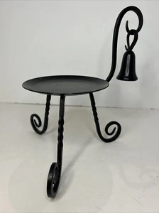 Vintage Party Lite Black Wrought Iron Candle Stand/Holder w/Iron Snuffer - Picture 1 of 7