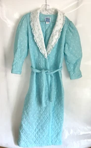 Vintage Kimberly Laine Aqua Blue Quilted Robe Size Large USA - Picture 1 of 6