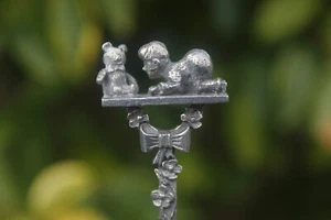 Vintage Pewter Spoon A.E. Williams Child with Teddy Bear AE Ornate Gift - Picture 1 of 13