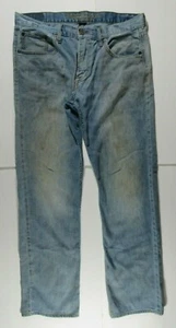 American Eagle Men's Light Blue Dirty Wash Faded Original Straight Jeans 34 x 34 - Picture 1 of 11
