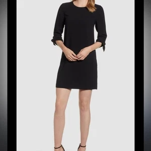 Vestido recto CeCe negro manga corbata 8 negro nuevo con etiquetas - Imagen 1 de 7