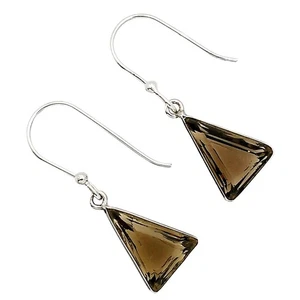Natural Smoky Quartz - Brazil 925 Sterling Silver Earrings Jewelry E-1001 - Picture 1 of 5