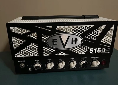 EVH 5150III 15W LBXII Guitar Amp Head, White Grille with Black Stripes tube  - Image 1 of 2