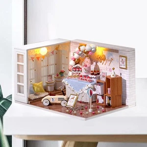 1:24 DIY Miniature Dollhouse Kit Realistic 3D Wooden House Party Room with - Picture 1 of 7
