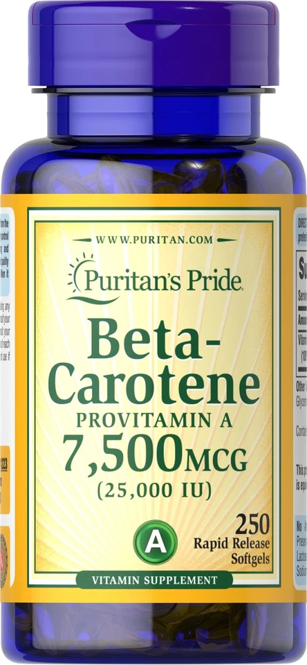 Puritan's Pride Beta-Carotene 25,000 IU - 250 Softgels - Image 1 of 1