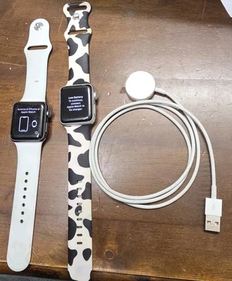 2 Apple Watch Series 3 38 mm Silver And  Aluminum Case  See Description  - Image 1 of 4