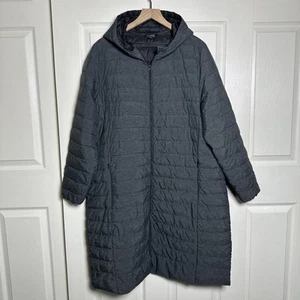 Chaqueta acolchada larga con capucha Torrid talla grande 3 3X gris invierno exterior - Imagen 1 de 20