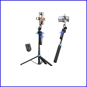 Trépied Multifonctionnel 6 en 1 avec Télécommande Sans Fil et Double Feux de Remplissage pour Vlogs - Photo 1 sur 9