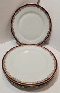 Juego De 4 Platos De Cena De Colección Chalfonte Chateau 10" Alemania Banda Roja Borde Dorado - Imagen 1 de 9
