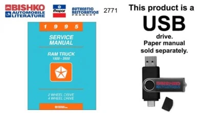 1995 Dodge 1500-3500 Ram Pickup Truck Shop Service Repair Manual USB Drive - Изображение 1 из 3