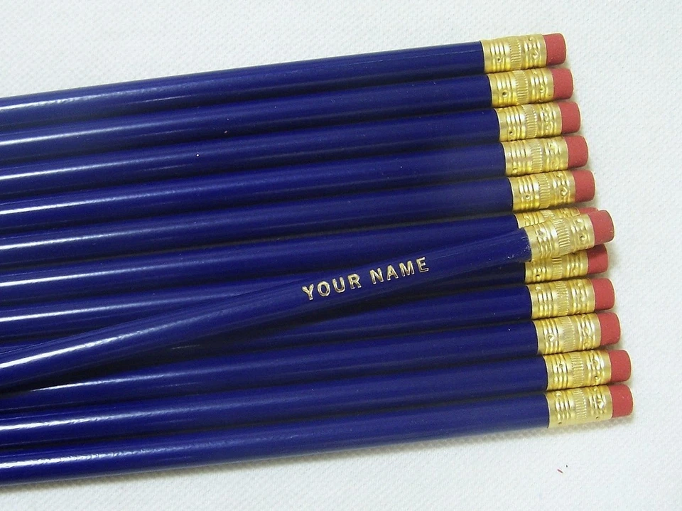 12 lápices personalizados redondos "AZUL OSCURO"  Foto 1 de 1